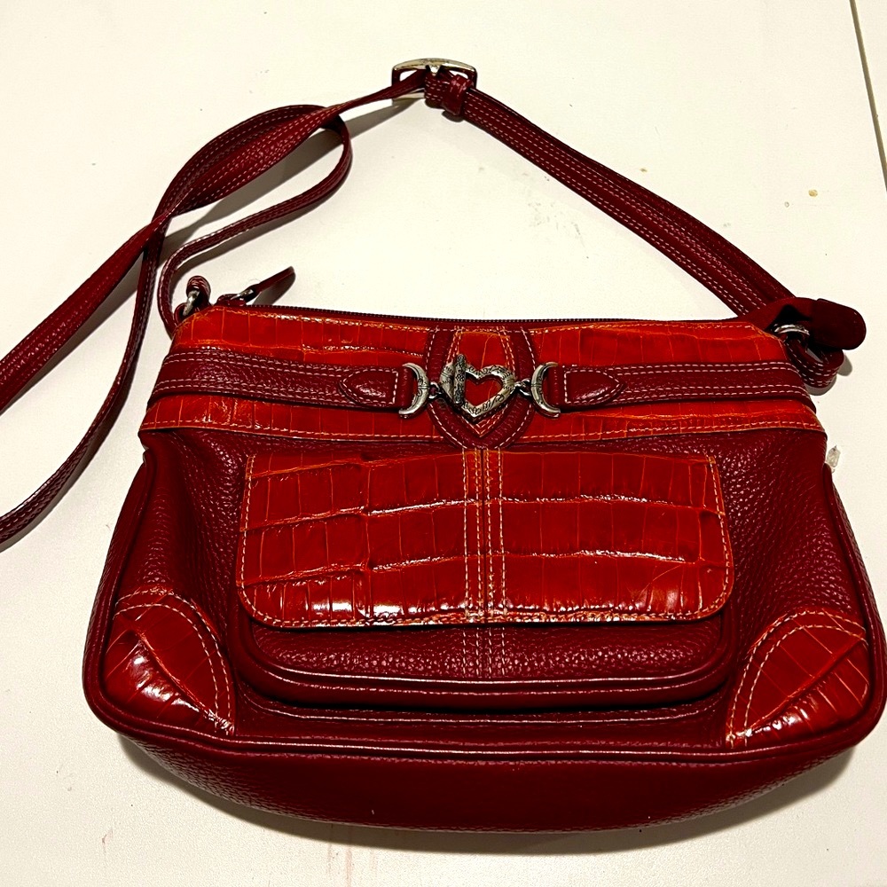 Vintage Brighton Red Leather Crossbody Bag